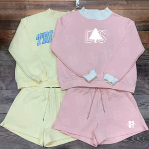 Conjunto de Sudadera y Pantalones Cortos de Felpa de 330 g/m² con Bloques de Color y Cuello Alto para Mujer, Ideal para Gimnasio y Actividades al Aire Libre, con Bordado de Cadena Personalizado - Product Image 5