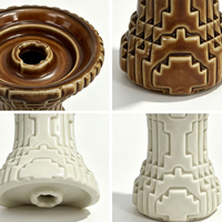 Tête de chicha vintage en céramique givrée durable à motif géométrique pixelisé