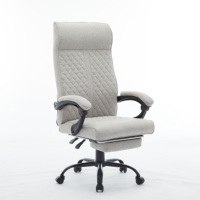 Chaise de bureau ergonomique en tissu gris, extra confortable, pour usage quotidien 24h/24, avec ressorts et structure robuste