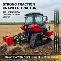 Tracteur à chenilles LAIDONG 140 CV à forte traction avec contrepoids avant/arrière et boîte de vitesses pour labour lourd et retournage de la paille