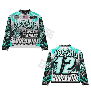 Custom Unisex Sublimatie Fit Coltrui Streetwear Retro Cycling 100% Polyester Mesh Motorcross Jersey