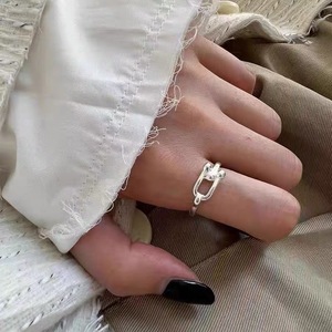 Bague en argent sterling S925 pour femmes, bijoux simples à porter au quotidien, bague fine couleur argent - Product Image 1