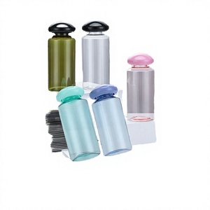 Flacon cylindrique en PET de 75 ml et 200 ml pour toner et lotion, avec épaule inclinée et bouchon champignon, Pure Dew - Product Image 1