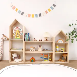 Ruang anak-anak furnitur kayu mainan anak-anak buku rak penyimpanan sepatu Modern lemari kayu kombinasi kabinet kayu untuk anak-anak