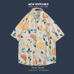 Ensemble de plage avec chemise florale à manches courtes, veste décontractée ample pour couple, idéale pour les voyages en plein air - Product Image 2