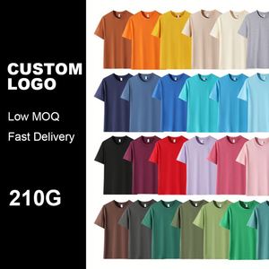 T-shirts à manches courtes en coton peigné 210G pour hommes, col rond, logo imprimé, coupe ample, hauts d'été unis, vente en gros - Product Image 2