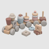 Jouet de train à dessert en bois intelligent, empilable, fait main, avec logo personnalisé, OEM, pour enfants de 1 an et plus, jouets éducatifs