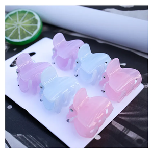 Оптовые корейские мини-заколки-крабики для волос (6 шт./набор), пластиковые, фиолетовые/синие/розовые, в европейском и американском стиле, для девочек и женщин - Product Image 4