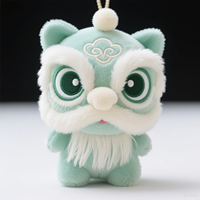 Fabricant Nouveau Design Chinois Traditionnel Danse du Lion Culture Morandi Lion Gris-Bleu Peluche Jouet Porte-clés