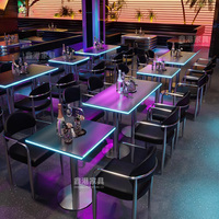 Conjunto de Muebles LED Modernos de Lujo para Club Nocturno, Sillas y Mesa de Comedor Iluminadas para Bar Lounge, Sofá para KTV y Hookah