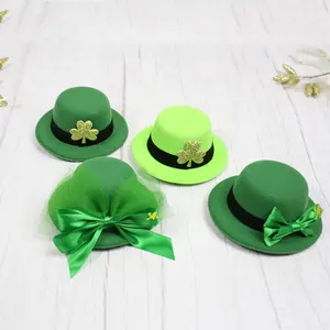 爱尔兰节日绿帽发夹圣帕特里克节节日嘉年华绿色三叶草发夹嘉年华派对装饰配件