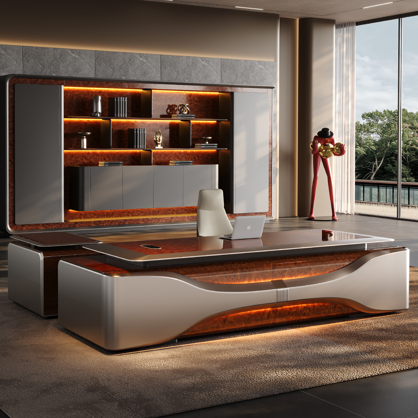 Sophisticated CEO Desk Modern Luxury Executive Desk L-Shaped Boss Office Table for One-stop Office Furniture Business Suites