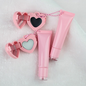 MLM customizable Pink Tube Hydrating <b>Lip</b> Gloss with Heart Mirror Pendant, Glossy High Pigment Natural Vegan moisturizing <b>lip</b> oil - Product Image 1