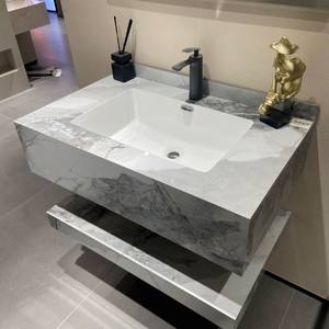 Noir Double Dalle Rock Marbre <span class=keywords><strong>Wc</strong></span> Pierre Sanitaire Salle De Bains Évier En Céramique Lavabo Lavabo Mural Salle De Bains Cabinet Vanité - Product Image 3