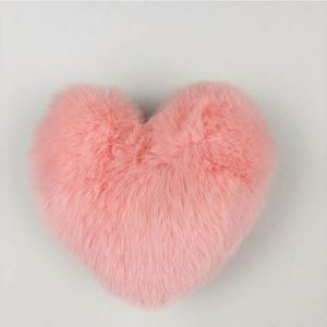 Faux Rabbit Fur Keychains Heart-Shape Plush Pom Key Chain Print <b>Keyring</b> Handbag Bag Purse for Women Promotion Gift - Product Image 2