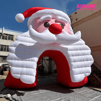 Arche gonflable géante de 9 m, Père Noël en costume rouge et barbe blanche, décoration de Noël pour événements festifs
