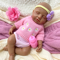 30 cm Kleine Silikon-Reborn-Babypuppe mit Gebräunter Haut, Handgefertigte Kleinkind-Begleitpuppen