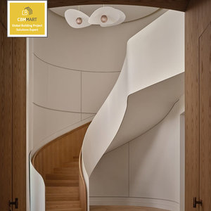 <span class=keywords><strong>Escalier</strong></span> moderne au design incurvé CBMmart avec <span class=keywords><strong>marches</strong></span> en marbre, taille des trous personnalisée, structure en acier, prix abordable - Product Image 5