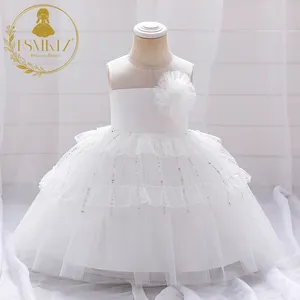 FSMKTZ-vestido de bautizo para niña pequeña, ropa blanca elegante, talla 70, 80 y 90, vestido de flores para bebé