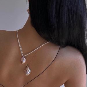 สร้อยคอไข่มุกน้ำจืดบาร็อคของผู้หญิงที่สง่างามสั้นธรรมชาติหรูหราและอเนกประสงค์พร้อมอุปกรณ์เสริมแฟชั่นที่แข็งแกร่งและเบา - Product Image 1