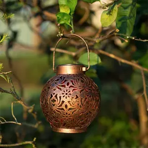 圆形球型摩洛哥灯笼悬挂庭院花园装饰金属太阳灯户外仿古挂灯笼