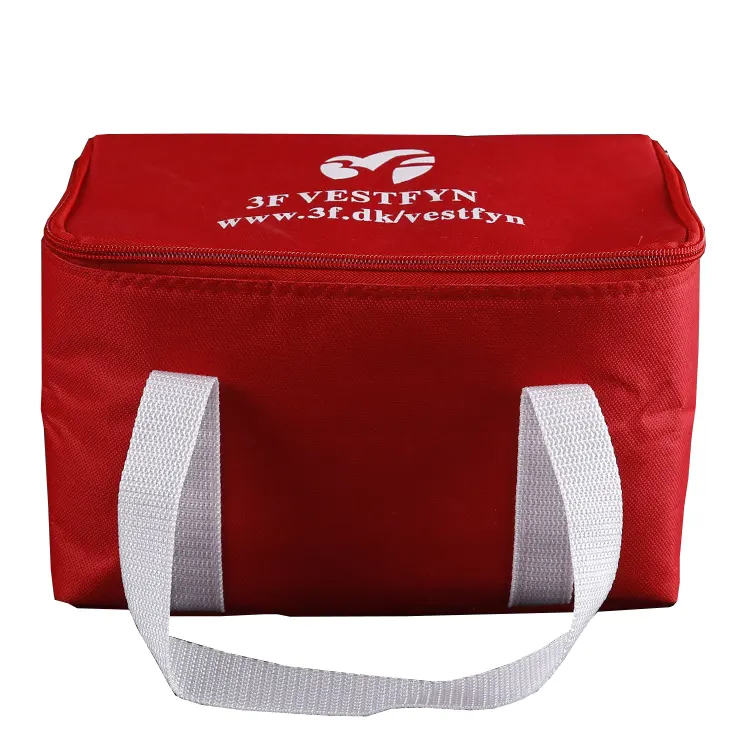 Reusable Large Capacity Insulated Thermal Cooler Lunch Bag Custom Logo Printing Red Polyester Lunch Bags