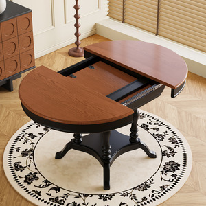 <span class=keywords><strong>Tavolo</strong></span> da Pranzo <span class=keywords><strong>Rotondo</strong></span> Pieghevole in <span class=keywords><strong>Legno</strong></span> Massello Stile Francese Vintage, Design Moderno Mid-century, Compatto ed Estensibile per Case Piccole, Doppio Uso - Product Image 2
