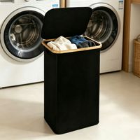 Panier à linge pliable en Oxford avec couvercle, panier de rangement pour vêtements portable et anti-poussière pour chambre à coucher et salle de bain