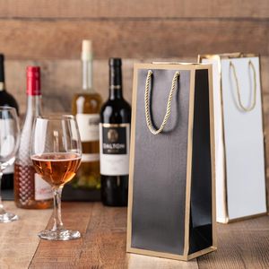 Eco Friendly Color Single Bottle Cardboard High Grade Packing Custom Logo Recycled Gift <strong>Wine</strong> Carrier Tote <strong>Bag</strong> - Product Image 3