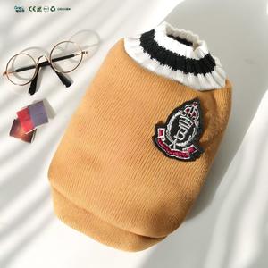 Suéter Premium para Perro Estilo Preppy con Insignia Bordada y Cuello de Punto, Jersey para <span class=keywords><strong>Bulldog</strong></span> Francés y Cachorros Pequeños - Product Image 1