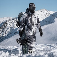 Combinaison de ski pour homme, imprimé encre, ensemble de ski unisexe, doublure polaire, imperméable, coupe-vent, ample, grande taille, entièrement scellée, pour snowboard