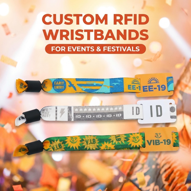 Custom Promotional RFID Fabric Wristband Woven Label Thermal Transfer NFC Smart Card Disposable/adjustable Concerts Music