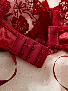 Conjunto de lencería sexy de encaje para mujer con copas completas y sujetador con aros, con logo en la cintura para evitar la flacidez - Product Image 3