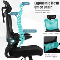 Chaise d'ordinateur ergonomique pivotante en maille à dossier haut avec appui-tête réglable et soutien lombaire chaises de bureau inclinables pour le bureau à domicile