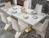 Table à manger en dalle de roche brillante table à manger rectangulaire moderne simple lumière luxe ménage table à manger chaise combinaison
