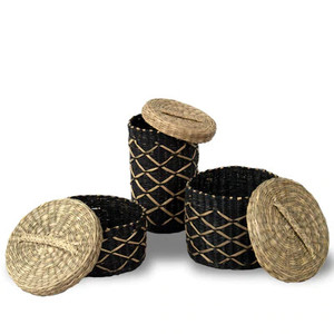 Cesta de algas marinas Cesta de mimbre de Jacinto Caja de algas marinas Almacenamiento Hecho en Vietnam Alta calidad Ecológico para la organización del hogar - Product Image 5