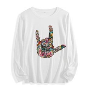 Tessuto morbido "Boho Love Hand Sign Graphic" <span class=keywords><strong>T</strong></span> <span class=keywords><strong>Shirt</strong></span> a manica lunga Multi colori - Product Image 1