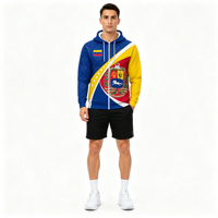 Sweat à capuche zippé pour homme avec impression intégrale 3D du drapeau du Venezuela, personnalisable OEM ODM, pour streetwear