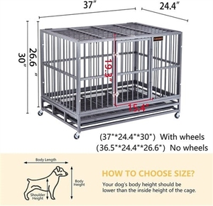 Jaula Resistente para Perros, Plegable, de Alambre Metálico, con Bandeja, Doble <span class=keywords><strong>Puerta</strong></span> y Divisor - Product Image 2