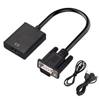 Câble VGA mâle vers HDTV femelle 1080P avec prise audio 3,5 mm pour clé TV, ordinateur de bureau, ordinateur portable, projecteur, boîtier TV