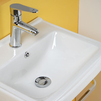 Lavabo mural simple en céramique de 18 pouces avec support carré en acier inoxydable pour appartement compact