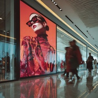 Boîte à lumière dynamique double face SANNAN P30RGB+W avec cadre en aluminium, éclairage RGB, présentoir publicitaire décoratif