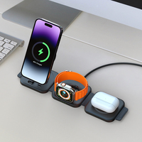 Station de charge sans fil 15W, charge rapide PD3.0/QC3.0, chargeur magnétique pliable portable 3 en 1 pour téléphone portable intelligent, écouteurs