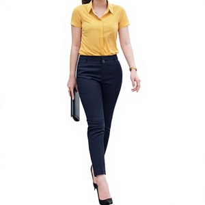 Women's High Waist Full Length Straight <b>Trousers</b> Solid Casual Slim Fit <b>Summer</b> Flat Front New Skinny Style Spandex/Cotton - Product Image 4