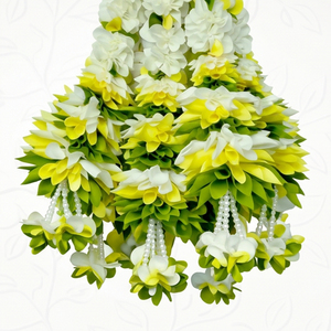 Guirlande de fleurs artificielles blanches et jaunes décorative à suspendre pour mariage, festival, temple, décoration florale pour la maison - Product Image 4