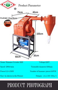 Bán Buôn 220V Động Cơ Bánh Mang Nhỏ Mới Thức Ăn Máy Nghiền Búa Cho Ngô Ngô Rơm Máy Nghiền Sử Dụng Với Mini Gạo Mill - Product Image 3
