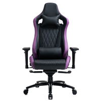 Chaise de jeu Racer, chaise VR, noir et violet, cuir PU, matelassage diamant, chaise de bureau ergonomique inclinable, appui-tête, coussin lombaire