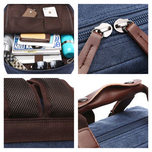 Low MOQ Wholesale Custom Vintage High Quality Washed Canvas Travel Laptop Bag Student Backpack for <b>Men</b> Women - Product Image 5