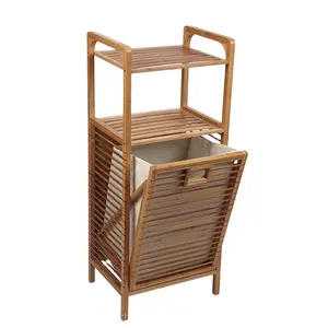 Cesta de lavandería de bambú con cubierta, producto en oferta, para Baño