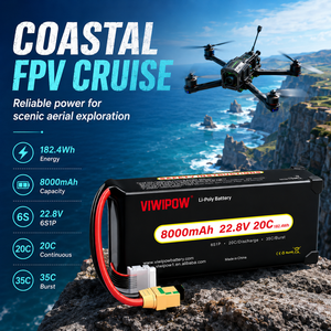 Batterie de drone FPV VIWIPOW en promotion, 22,8 V 6S 8000 mAh 20C haute capacité pour drone de course multirotor, certifiée CE - Product Image 2